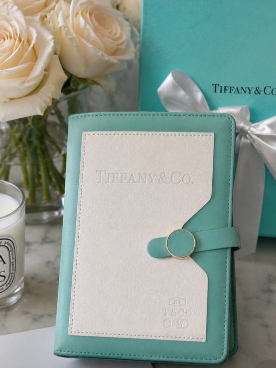 Tiffany & Co. Other - Tiffany & Co. Cream & Tiffany Blue Faux Leather Journal / Notebook Cover NWOT